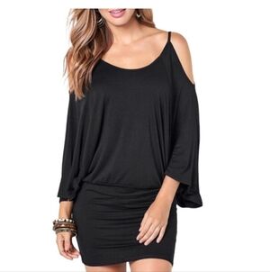 Venus Black Cold Shoulder Mini Dress. Size 6